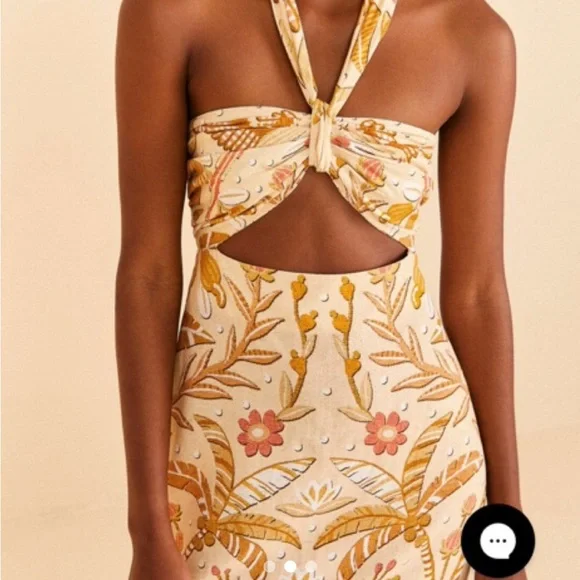 FARM Rio Floral Midi Dress - Yellow and Brown - Picture 2 of 3